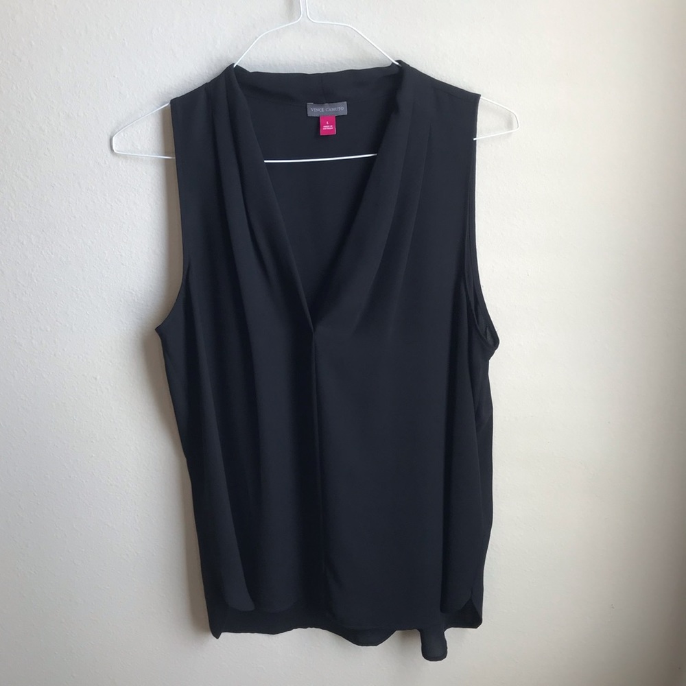 Vince Camuto | Black Split Neck Tank Size L